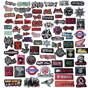 Hot Sale Red Black Punk Hip Hop Rock Band Embroidery Iron on Custom logo Patches for Clothing